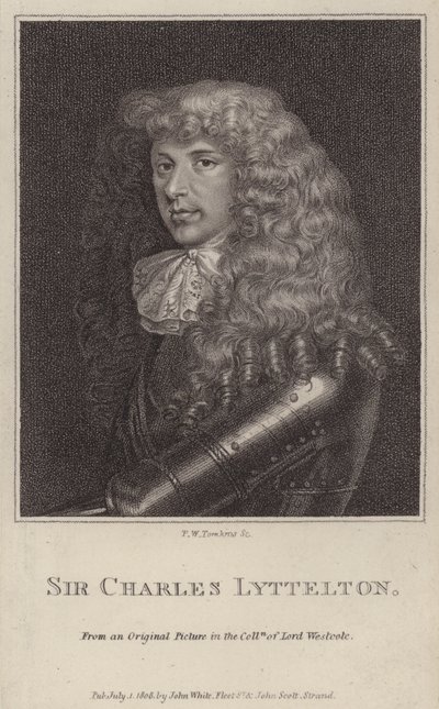 Sir Charles Lyttelton, Engelse politicus en koloniaal gouverneur van Jamaica (gravure) door Peltro William Tomkins