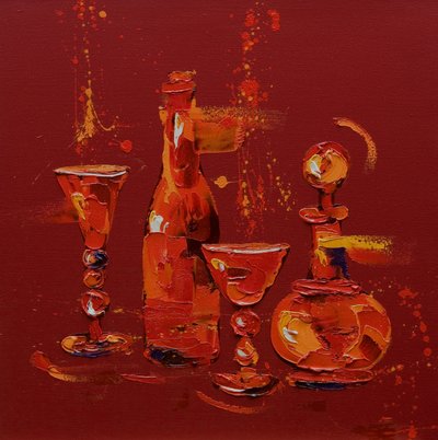 Stilleven in rood door Penny Warden