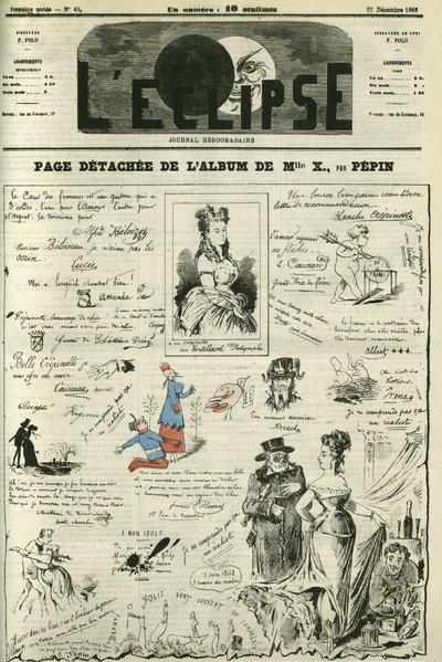 Losse pagina van Mademoiselle X. Omslag in 