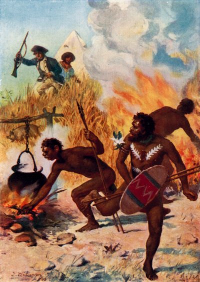 De Australische inboorlingen in de tijd van Captain Cook door Percy F.S. (after) Spence