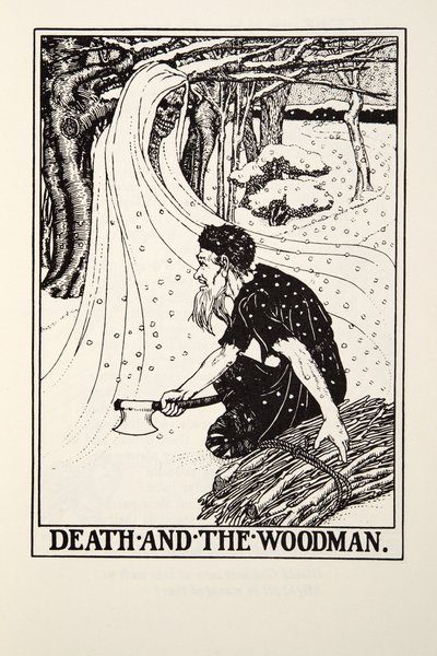 De Dood en de Houthakker, uit Fontaine Fabels, uitgegeven 1905 (gravure) door Percy J. Billingshurst