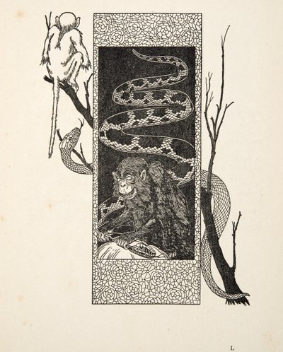 Aap versus slang, uit Honderd anekdotes van dieren, pub. 1924 door Percy J. Billingshurst