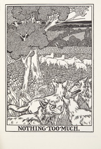 Niets Teveel, uit Fontaine Fabels, uitgegeven 1905 (gravure) door Percy J. Billingshurst