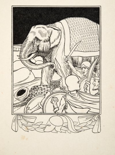 Porus Gered door zijn Olifant, uit Honderd Anekdotes van Dieren, uitgegeven 1924 door Percy J. Billingshurst