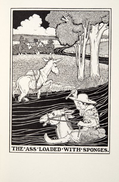 De ezel beladen met sponzen, uit Fontaine Fabels, uitgegeven 1905 door Percy J. Billingshurst