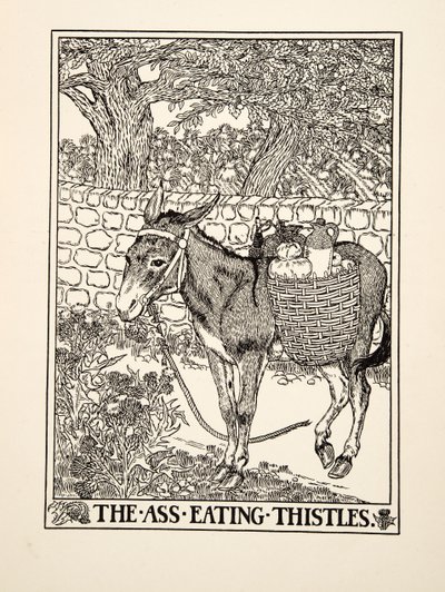De ezel die distels eet, uit Honderd fabels van Aesopus, uitgegeven 1903 door Percy J. Billingshurst