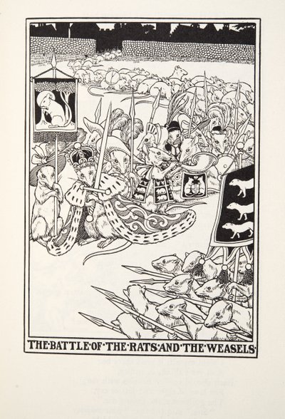 De Slag van de Ratten en de Wezels, uit Fontaine Fabels, uitgegeven 1905 door Percy J. Billingshurst