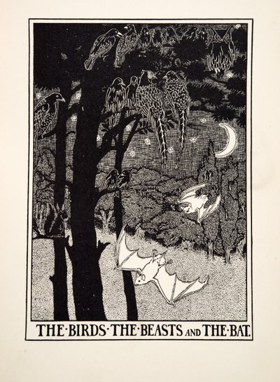 De vogels, de beesten en de vleermuis, uit A Hundred Fables of Aesop, uitgegeven 1903 (gravure) door Percy J. Billingshurst
