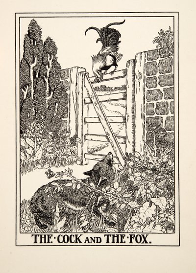 De haan en de vos, uit Honderd fabels van Aesopus, uitgegeven 1903 door Percy J. Billingshurst