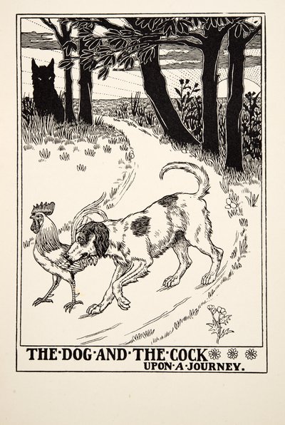 De hond en de haan op reis, uit Honderd fabels van Aesopus, uitgegeven 1903 door Percy J. Billingshurst