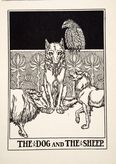 De hond en het schaap, uit Honderd fabels van Aesopus door Percy J. Billingshurst