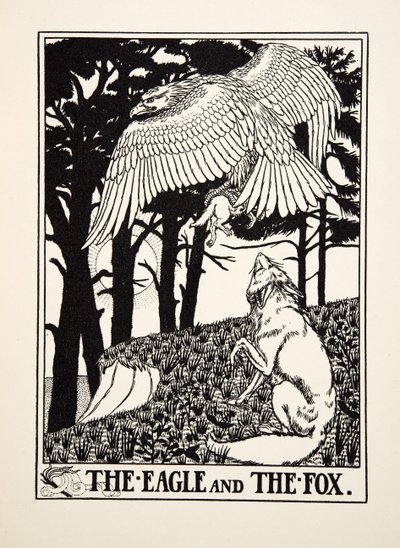 De adelaar en de vos, uit Honderd fabels van Aesopus door Percy J. Billingshurst
