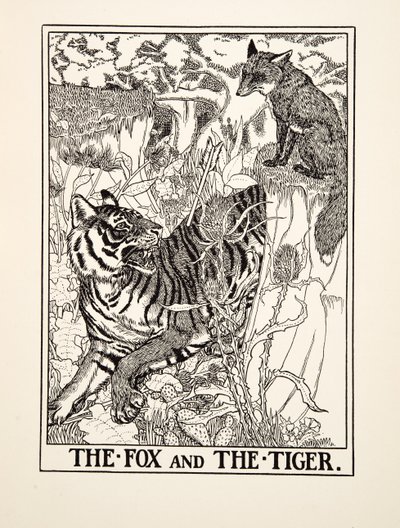 De vos en de tijger, uit Honderd fabels van Aesopus, pub. 1903 door Percy J. Billingshurst