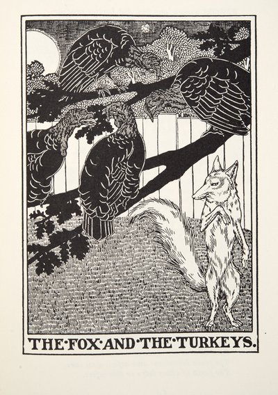 De Vos en de Kalkoenen, uit Fontaine Fabels, uitgegeven 1905 door Percy J. Billingshurst