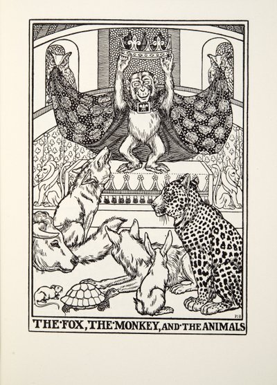 De Vos, de Aap en de Dieren, uit Fontaine Fabels, uitgegeven 1905 door Percy J. Billingshurst