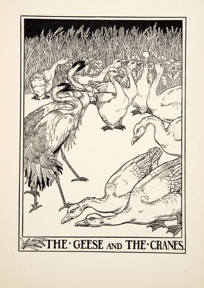 De ganzen en de kraanvogels, uit Honderd fabels van Aesopus, uitgegeven 1903 door Percy J. Billingshurst