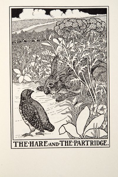 De Haas en de Patrijs, uit Fontaine Fabels, uitgegeven 1905 door Percy J. Billingshurst