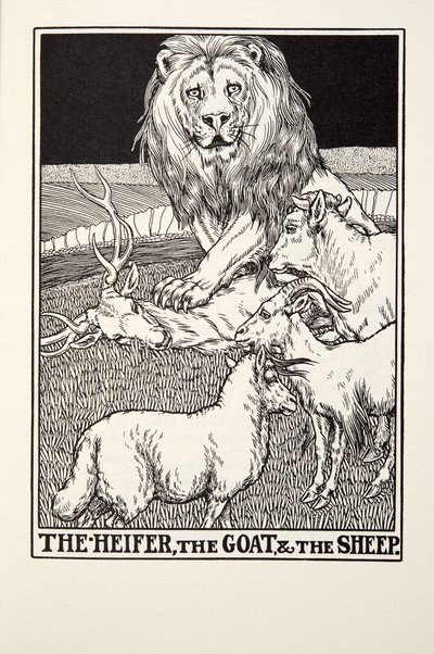 De vaars, de geit en het schaap, uit Fontaine Fabels, uitgegeven 1905 door Percy J. Billingshurst
