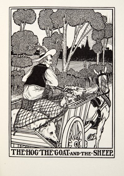 Het varken, de geit en het schaap, uit Fontaine Fabels, uitgegeven 1905 door Percy J. Billingshurst