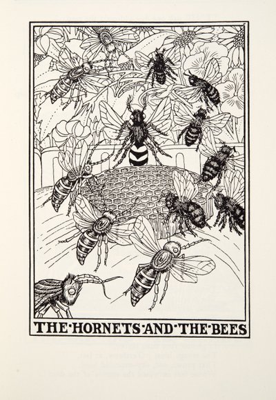 De Horzels en de Bijen, uit Fontaine Fabels, uitgegeven 1905 (gravure) door Percy J. Billingshurst