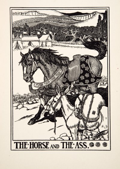 Het paard en de ezel, uit Honderd fabels van Aesopus door Percy J. Billingshurst