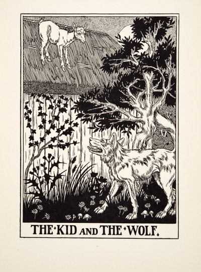 Het geitje en de wolf, uit Honderd fabels van Aesopus, uitgegeven 1903 door Percy J. Billingshurst