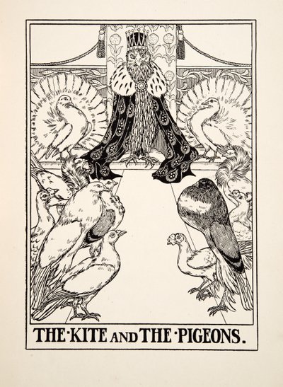 De wouw en de duiven, uit Honderd fabels van Aesopus door Percy J. Billingshurst