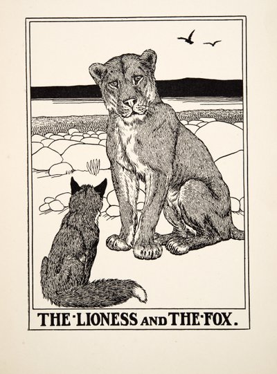 De leeuwin en de vos, uit Honderd fabels van Aesopus, uitgegeven 1903 door Percy J. Billingshurst