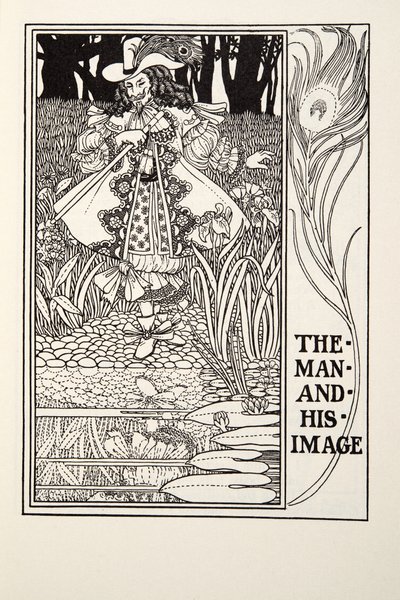 De man en zijn beeld, uit Fontaine Fabels, pub. 1905 door Percy J. Billingshurst