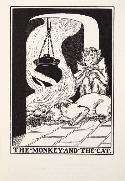 De Aap en de Kat, uit Fontaine Fabels, uitgegeven 1905 door Percy J. Billingshurst