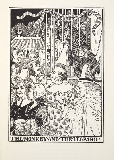 De Aap en de Luipaard, uit Fontaine Fabels, uitgegeven 1905 door Percy J. Billingshurst