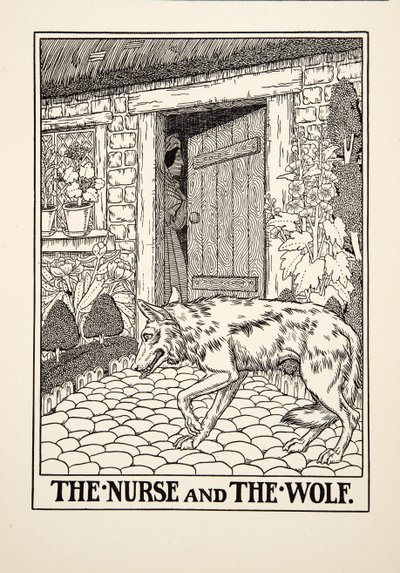 De verpleegster en de wolf, uit Honderd fabels van Aesopus, uitgegeven 1903 door Percy J. Billingshurst