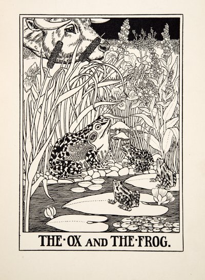 De os en de kikker, uit Honderd fabels van Aesopus door Percy J. Billingshurst