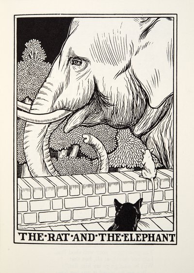 De rat en de olifant, uit Fontaine Fabels, uitgegeven 1905 door Percy J. Billingshurst