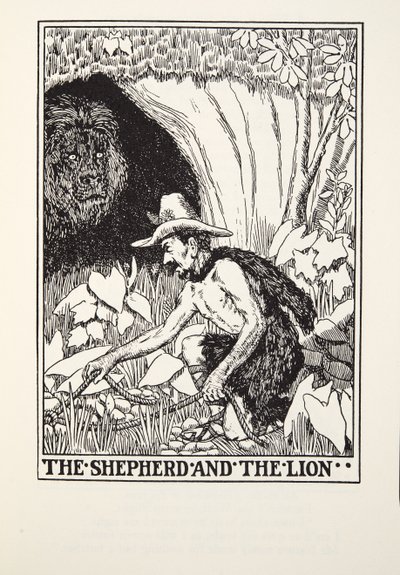 De Herder en de Leeuw, uit Fontaine Fabels, uitgegeven 1905 door Percy J. Billingshurst