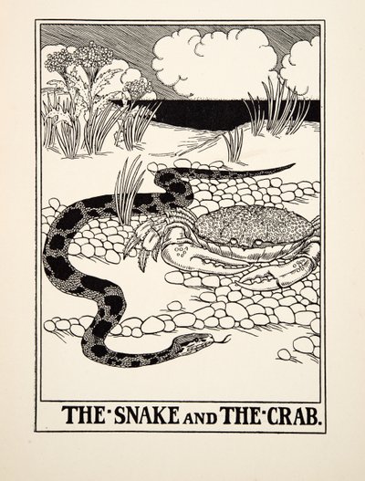 De slang en de krab, uit Honderd fabels van Aesopus, uitgegeven 1903 door Percy J. Billingshurst