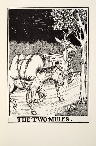 De twee muilezels, uit Fontaine Fabels, uitgegeven 1905 door Percy J. Billingshurst