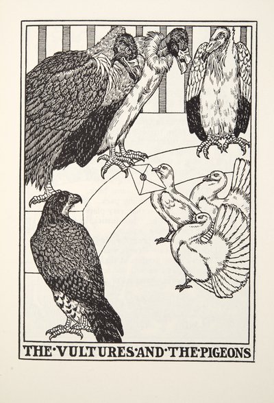 De Gieren en de Duiven, uit Fontaine Fabels, uitgegeven 1905 door Percy J. Billingshurst