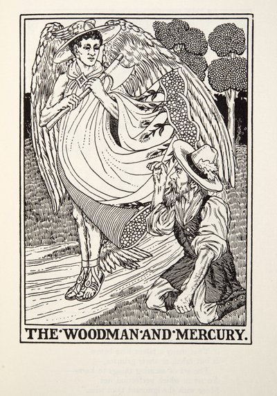 De Houthakker en Mercurius, uit Fontaine Fabels, uitgegeven 1905 door Percy J. Billingshurst