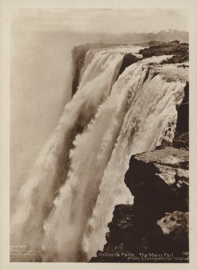 Victoria Falls, De Hoofdfall vanaf Livingstone Island door Percy M. Clark