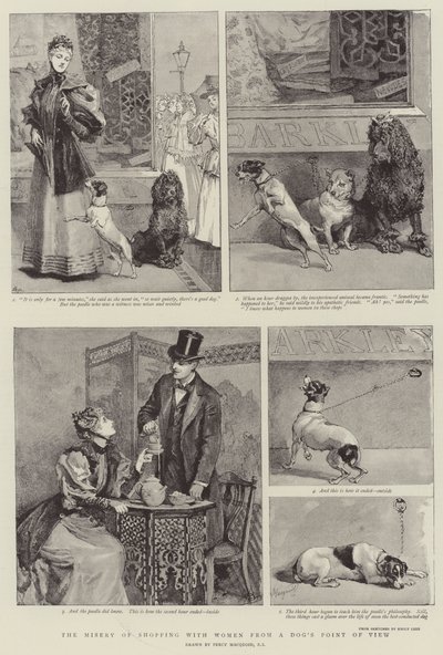 De ellende van winkelen met vrouwen vanuit het oogpunt van een hond door Percy Macquoid