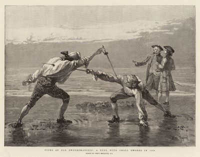 Typen van Oude Zwaardvechtkunst, een duel met Kleine Zwaarden in 1760 door Percy Macquoid