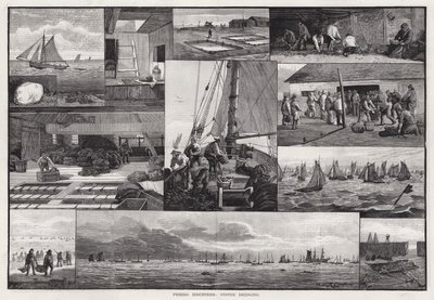 Visserij-industrieën, oestervissen door Percy Robert Craft