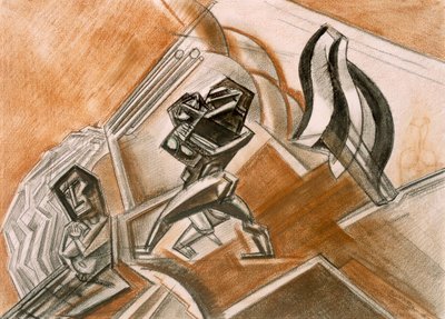Gevecht No.3, 1914 door Percy Wyndham Lewis
