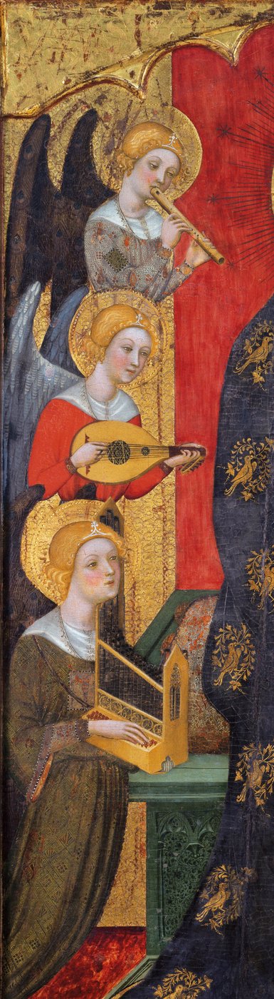 Madonna met engelen die muziek spelen (detail), ca. 1380 door Pere Serra