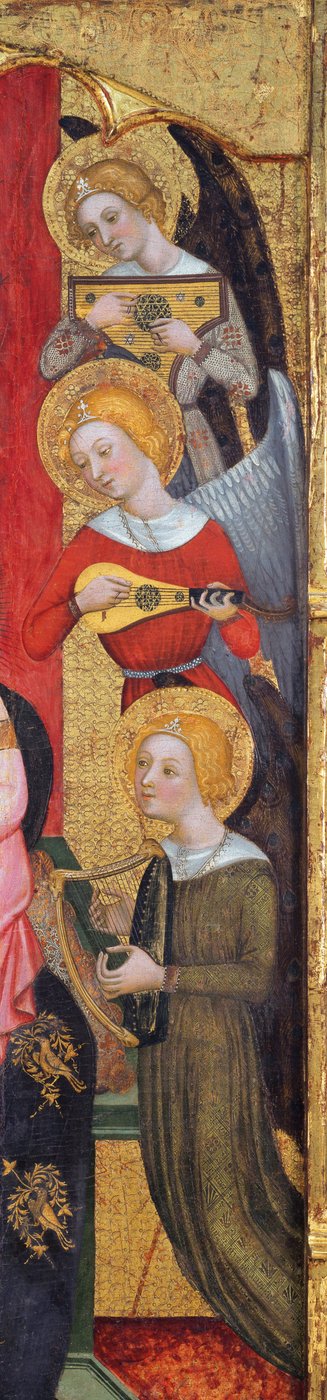 Madonna met engelen die muziek spelen (detail), ca. 1380 door Pere Serra