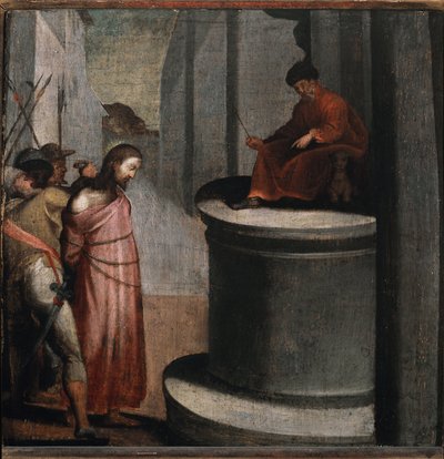 Passie van Christus: Jezus en Pontius Pilatus door Perino del Vaga