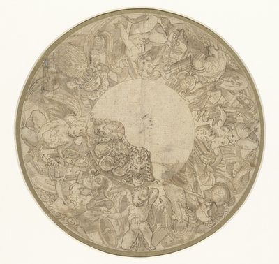 Ontwerp voor de voet van een ronde pronkschaal door Perino del Vaga (attributed to)