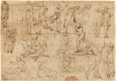 Figurenstudies [recto] door Perino del Vaga