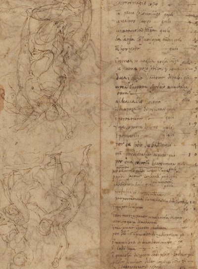 Figurenstudies (verso) door Perino del Vaga